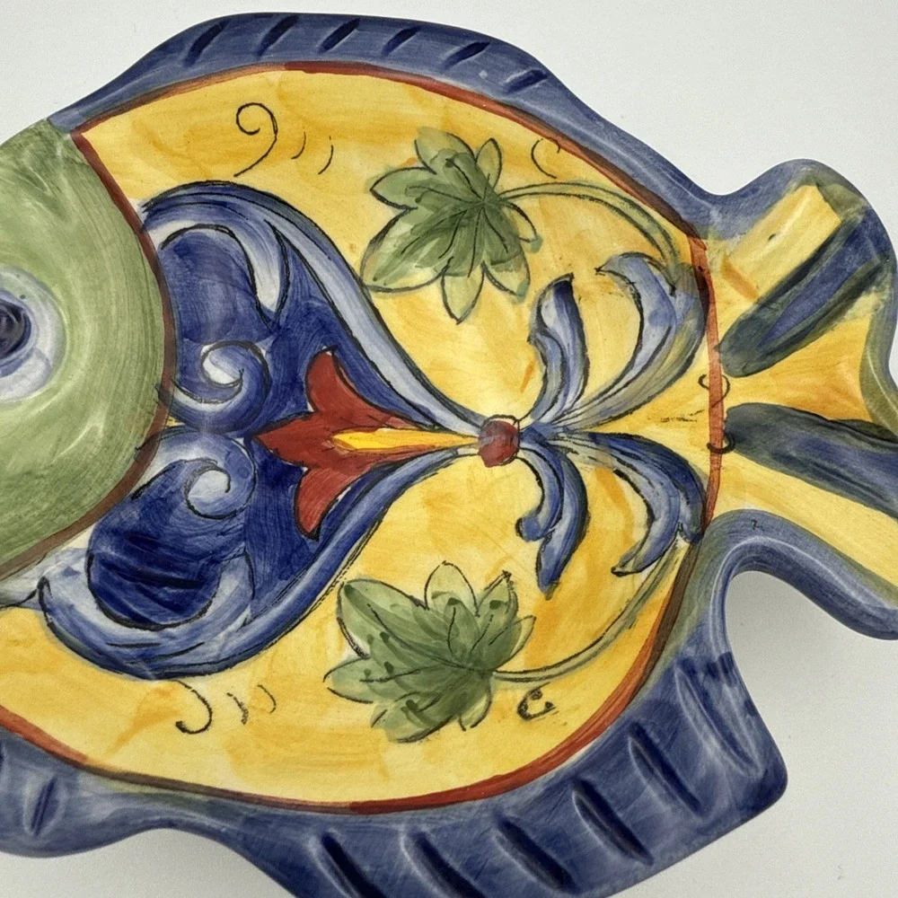 Vintage Hand painted Fish Trinket Holder